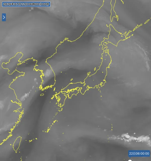 2026年7月22日6時の日本周辺の衛星水蒸気画像