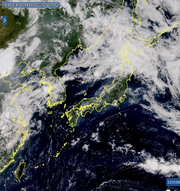 2026年7月22日9時の日本周辺の衛星可視画像