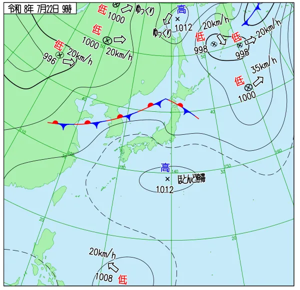 2026年7月22日9時の速報天気図