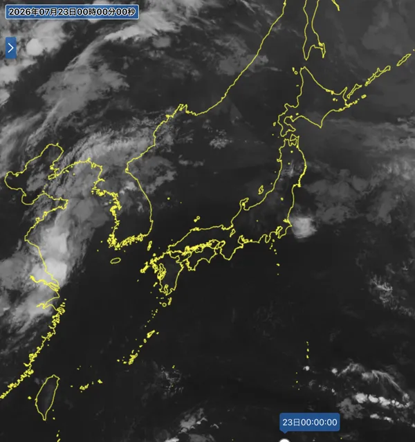 2026年7月22日24時の日本周辺の衛星赤外画像