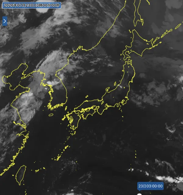 2026年7月23日3時の日本周辺の衛星赤外画像