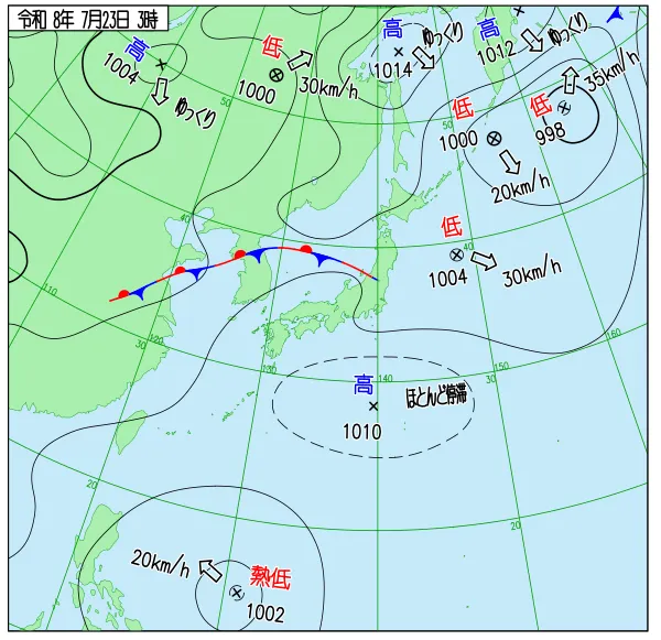 2026年7月23日3時の速報天気図