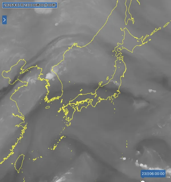 2026年7月23日6時の日本周辺の衛星水蒸気画像