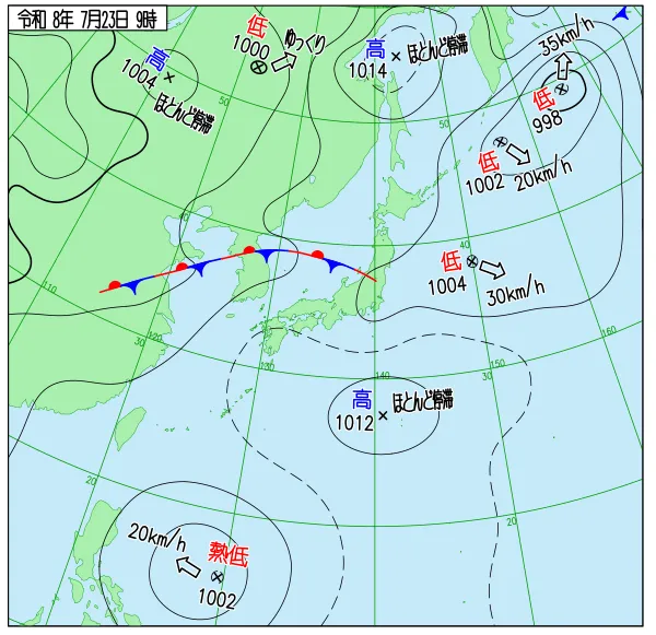 2026年7月23日9時の速報天気図