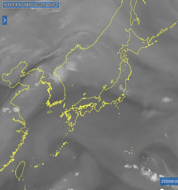 2026年7月23日9時の日本周辺の衛星水蒸気画像