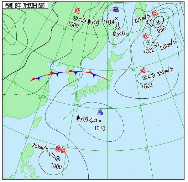 2026年7月23日15時の速報天気図