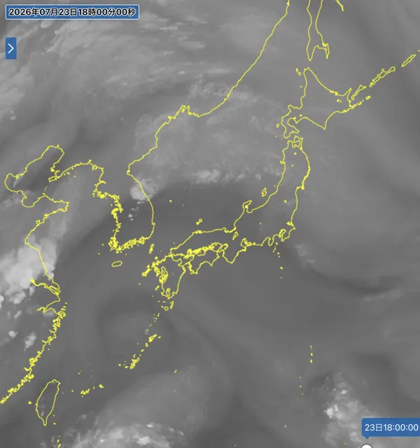 2026年7月23日18時の日本周辺の衛星水蒸気画像