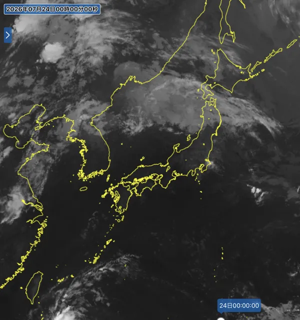 2026年7月23日24時の日本周辺の衛星赤外画像