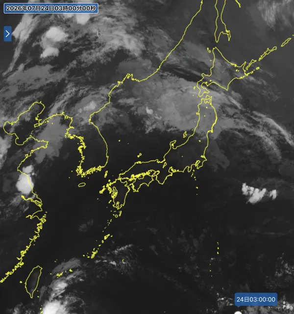 2026年7月24日3時の日本周辺の衛星赤外画像