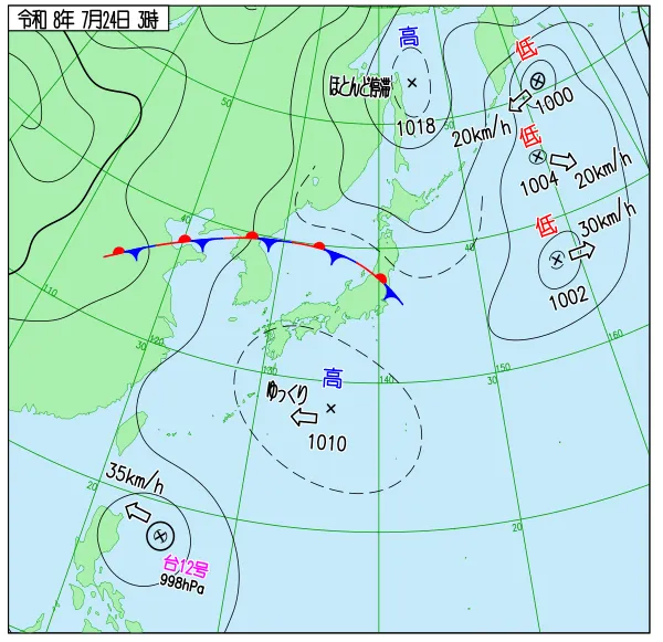 2026年7月24日3時の速報天気図