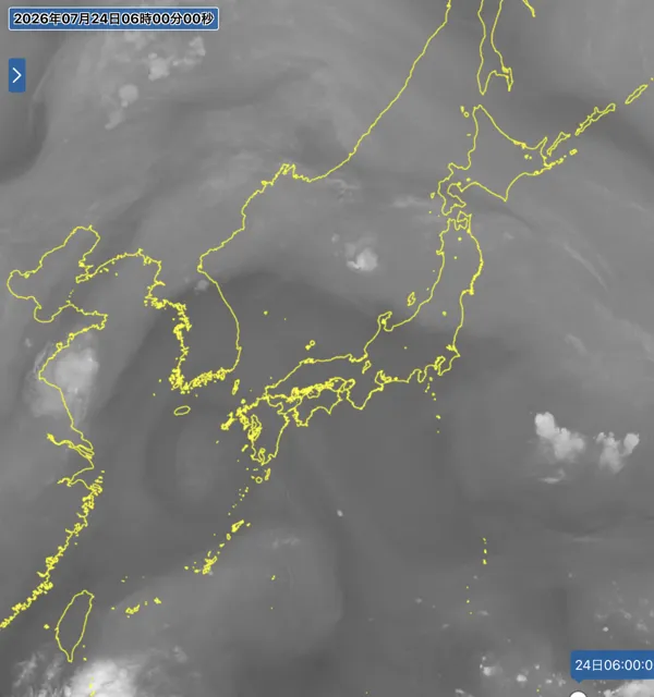 2026年7月24日6時の日本周辺の衛星水蒸気画像