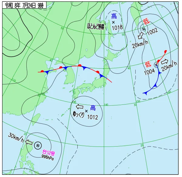 2026年7月24日9時の速報天気図
