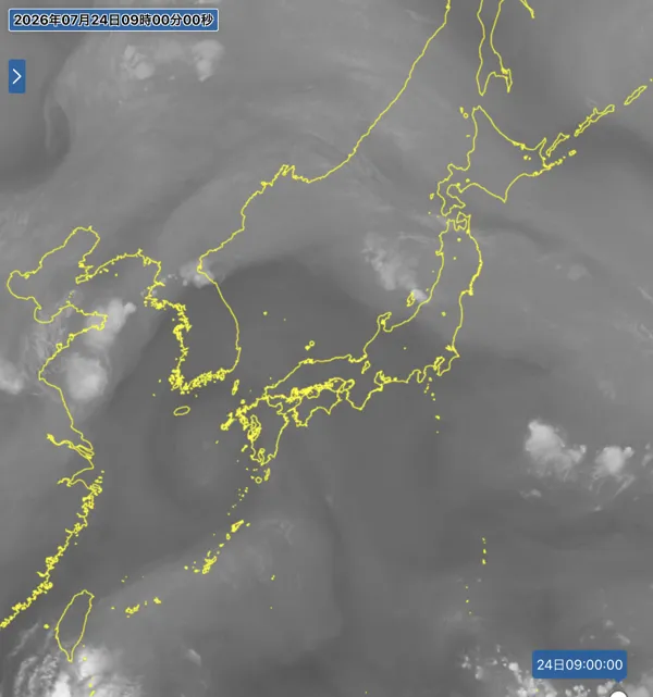 2026年7月24日9時の日本周辺の衛星水蒸気画像