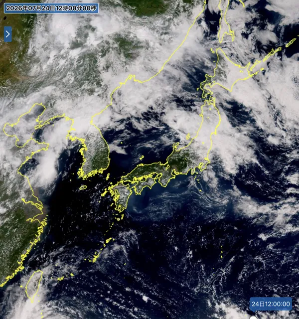 2026年7月24日12時の日本周辺の衛星可視画像