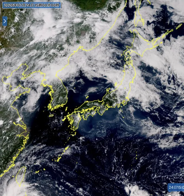 2026年7月24日15時の日本周辺の衛星可視画像