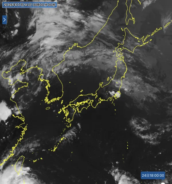 2026年7月24日18時の日本周辺の衛星赤外画像
