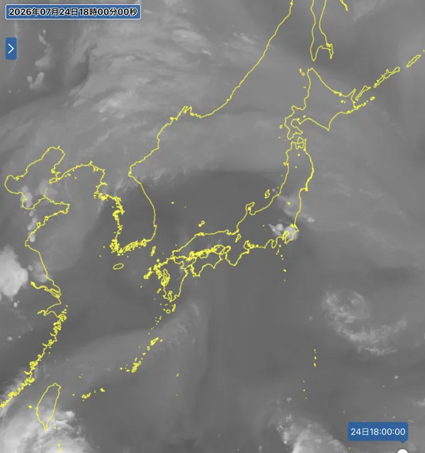 2026年7月24日18時の日本周辺の衛星水蒸気画像