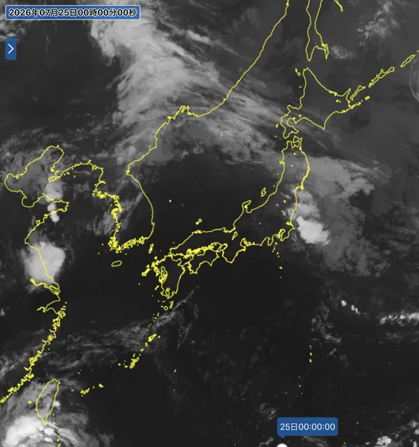 2026年7月24日24時の日本周辺の衛星赤外画像