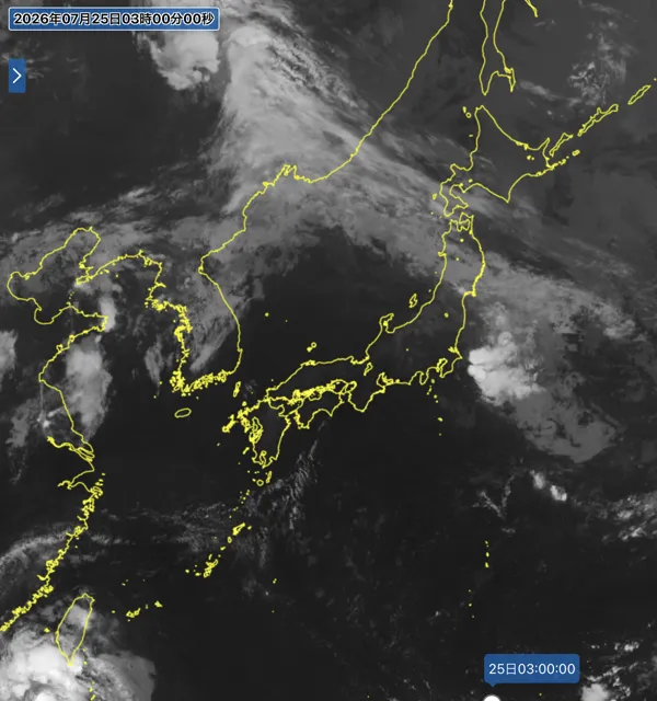 2026年7月25日3時の日本周辺の衛星赤外画像