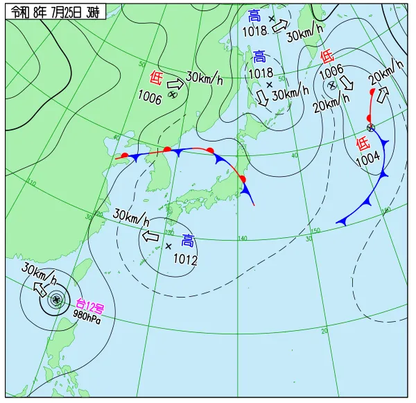 2026年7月25日3時の速報天気図