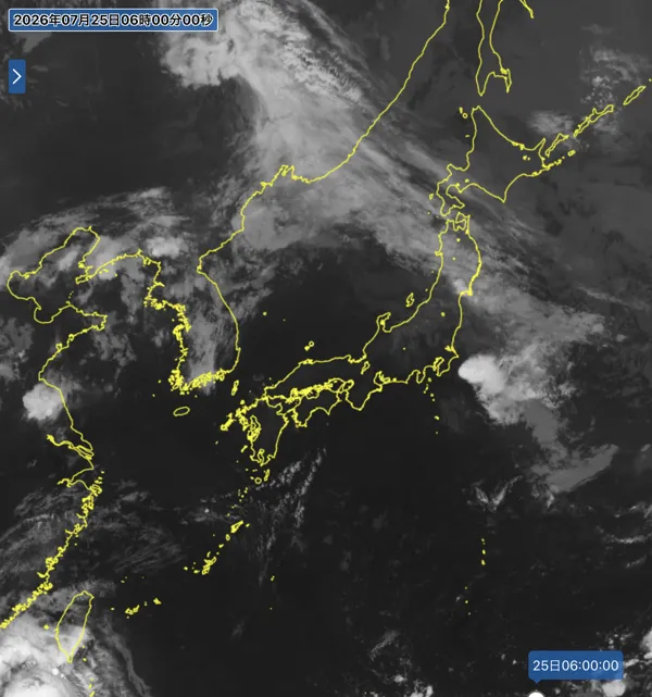 2026年7月25日6時の日本周辺の衛星赤外画像