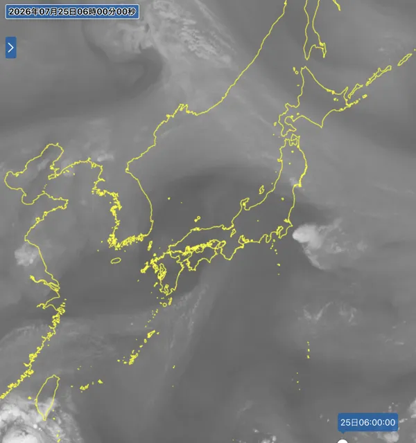 2026年7月25日6時の日本周辺の衛星水蒸気画像