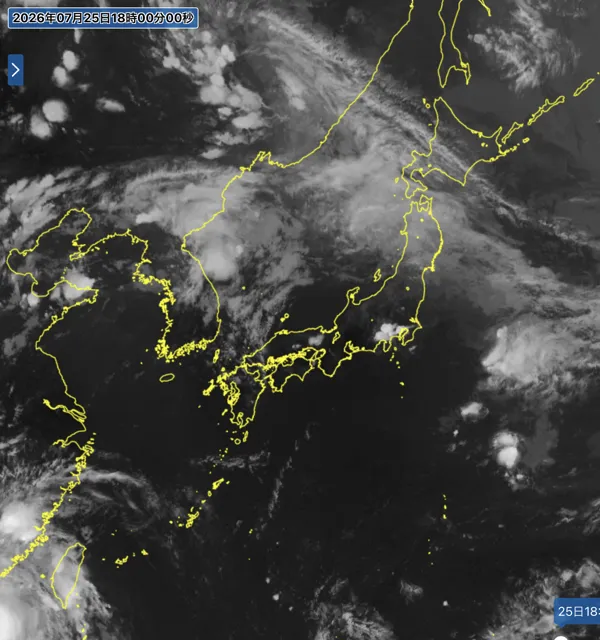 2026年7月25日18時の日本周辺の衛星赤外画像