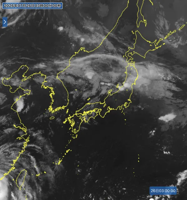 2026年7月26日3時の日本周辺の衛星赤外画像