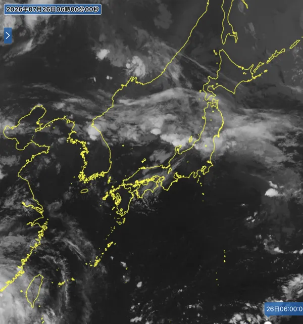 2026年7月26日6時の日本周辺の衛星赤外画像