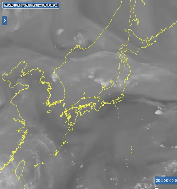 2026年7月26日6時の日本周辺の衛星水蒸気画像