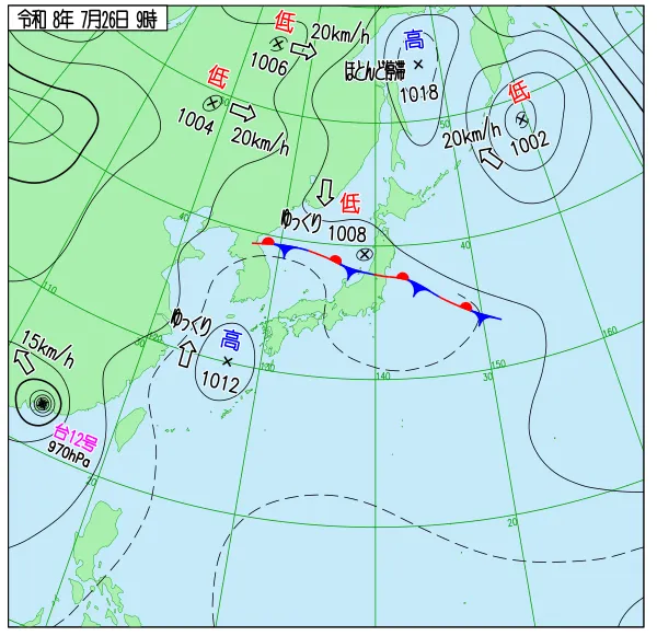 2026年7月26日9時の速報天気図