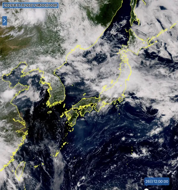 2026年7月26日12時の日本周辺の衛星可視画像