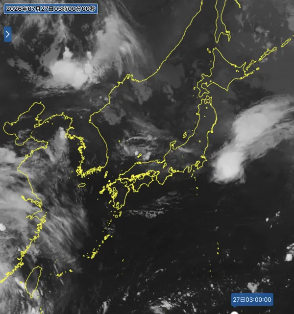 2026年7月27日3時の日本周辺の衛星赤外画像