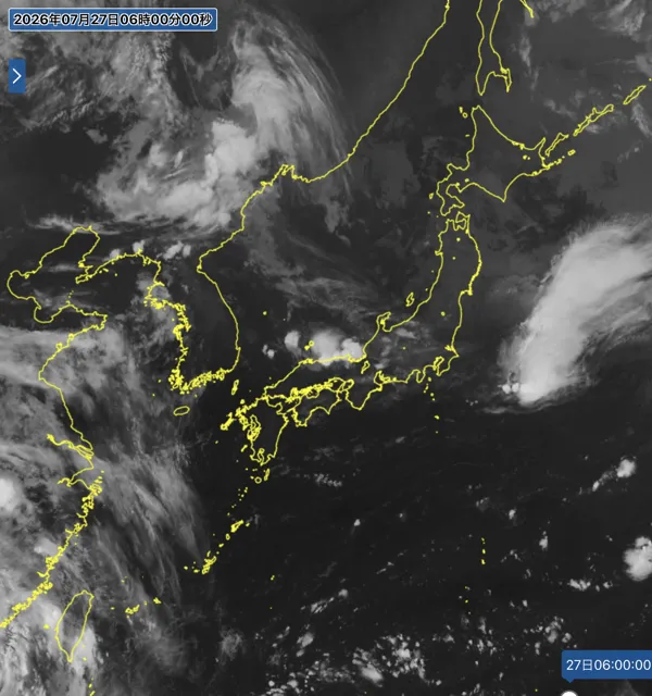 2026年7月27日6時の日本周辺の衛星赤外画像