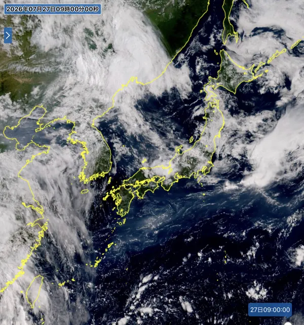 2026年7月27日9時の日本周辺の衛星可視画像