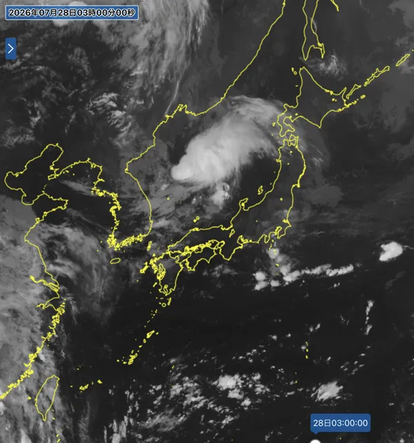 2026年7月28日3時の日本周辺の衛星赤外画像