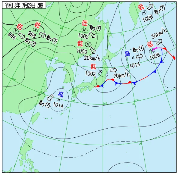 2026年7月29日3時の速報天気図