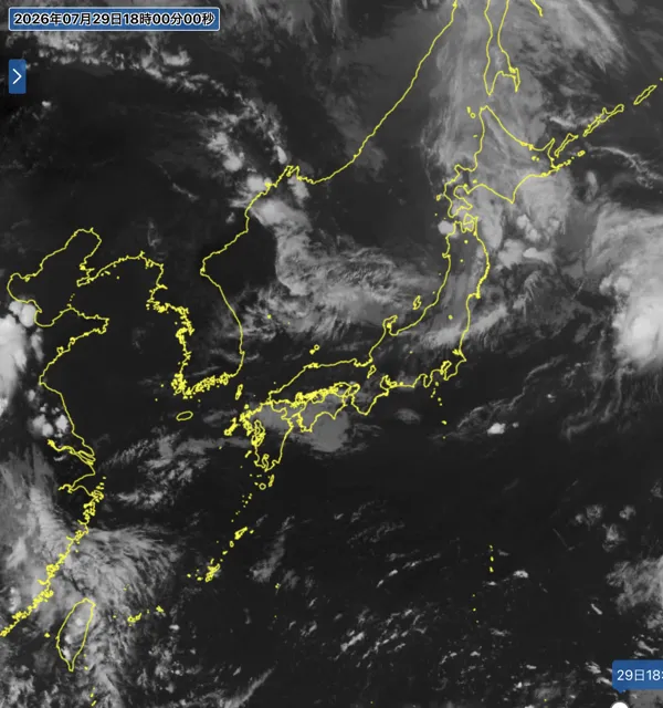 2026年7月29日18時の日本周辺の衛星赤外画像