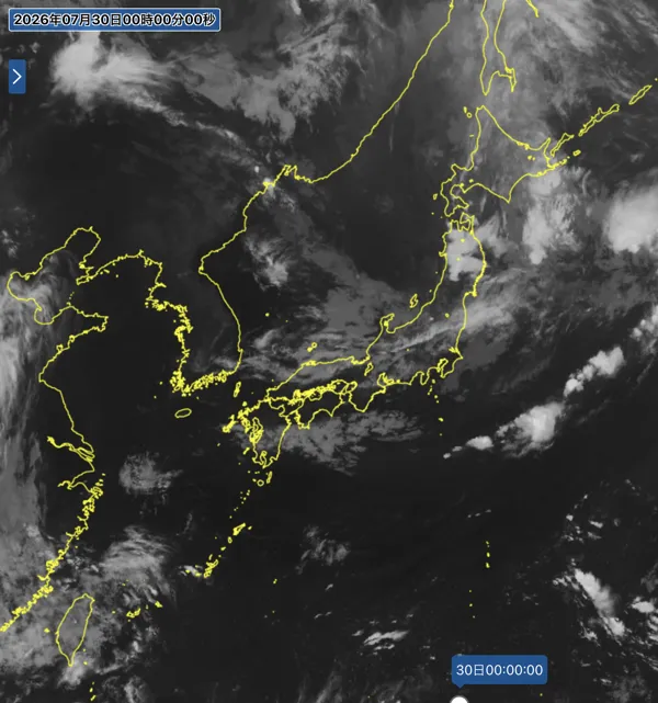 2026年7月29日24時の日本周辺の衛星赤外画像