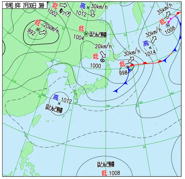 2026年7月30日3時の速報天気図