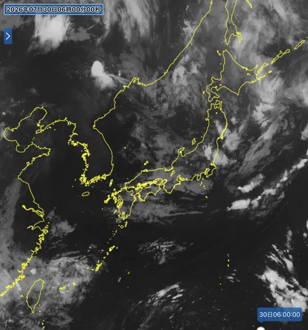 2026年7月30日6時の日本周辺の衛星赤外画像
