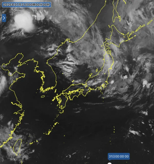 2026年7月30日24時の日本周辺の衛星赤外画像