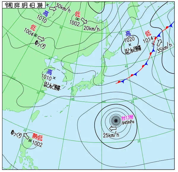 2026年8月4日3時の速報天気図