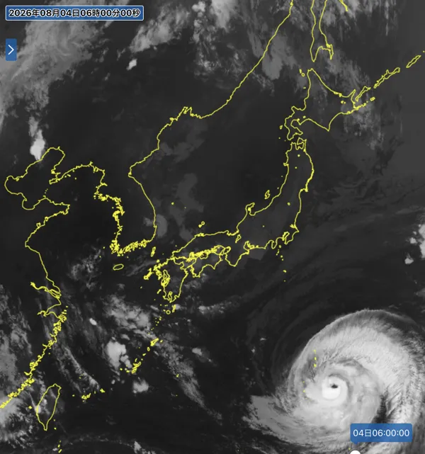 2026年8月4日6時の日本周辺の衛星赤外画像
