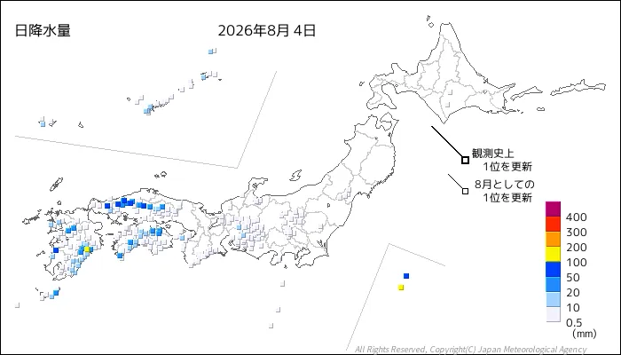 日本のアメダス日降水量の図