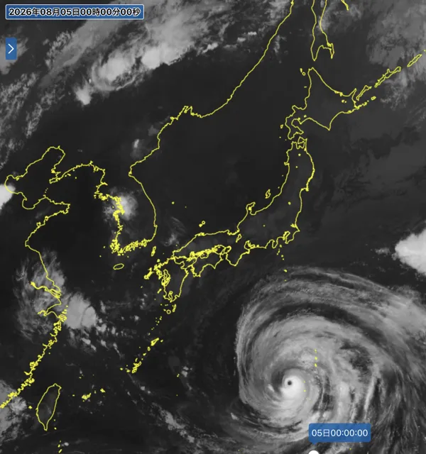 2026年8月4日24時の日本周辺の衛星赤外画像