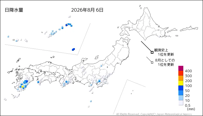 日本のアメダス日降水量の図