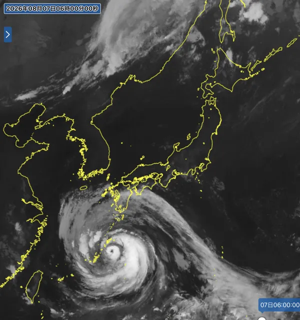 2026年8月7日6時の日本周辺の衛星赤外画像