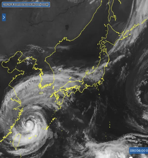 2026年8月9日6時の日本周辺の衛星赤外画像