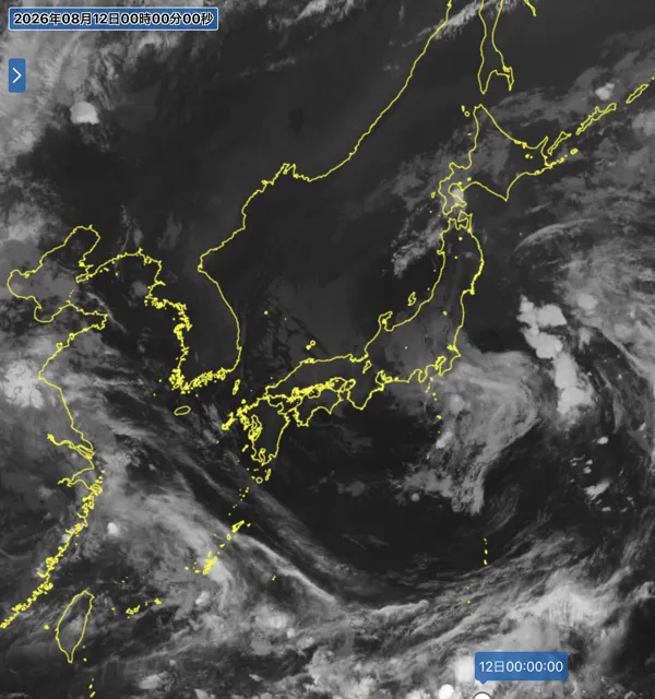 2026年8月11日24時の日本周辺の衛星赤外画像